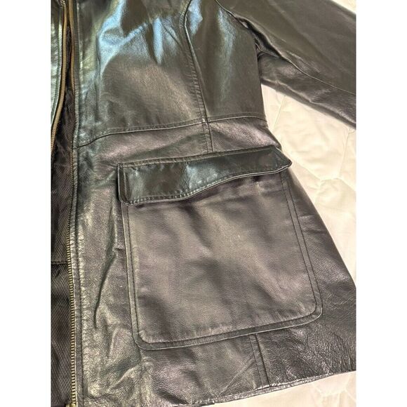 Vintage Phase Two Leather Jacket Mens Extra Large‎ Black Pockets Full Zip Lining - Picture 6 of 12